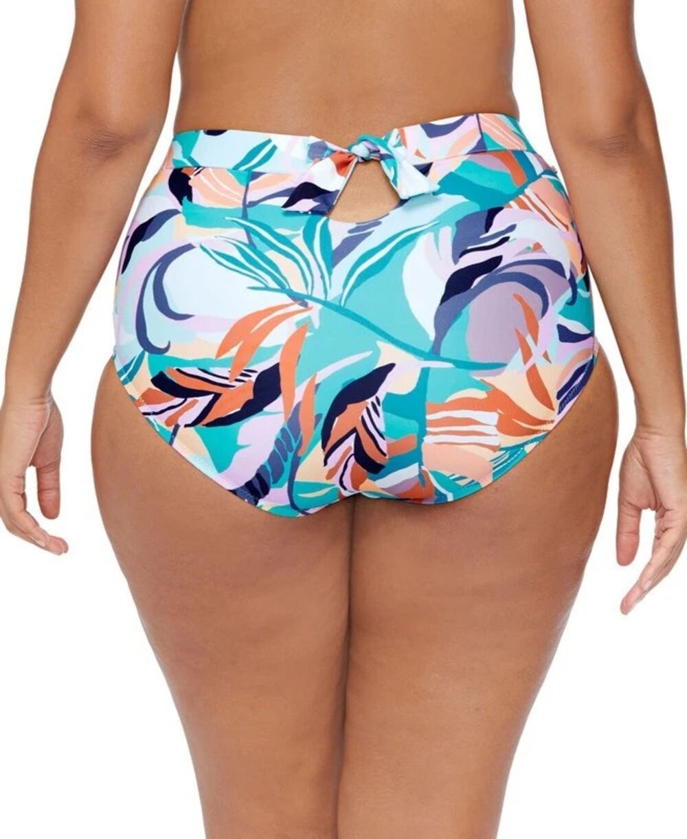 Raisins Curve Size 16 W Korakia Island Swim Bottoms Teal Tropical Keyhole High